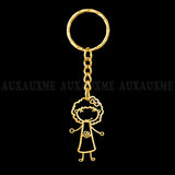 Personalized Kids' Drawing Keychain Stainless Steel Kid's Art Name Keyring