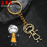 Personalized Kids' Drawing Keychain Stainless Steel Kid's Art Name Keyring