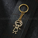 Personalized Kids' Drawing Keychain Stainless Steel Kid's Art Name Keyring