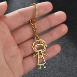 Personalized Kids' Drawing Keychain Stainless Steel Kid's Art Name Keyring
