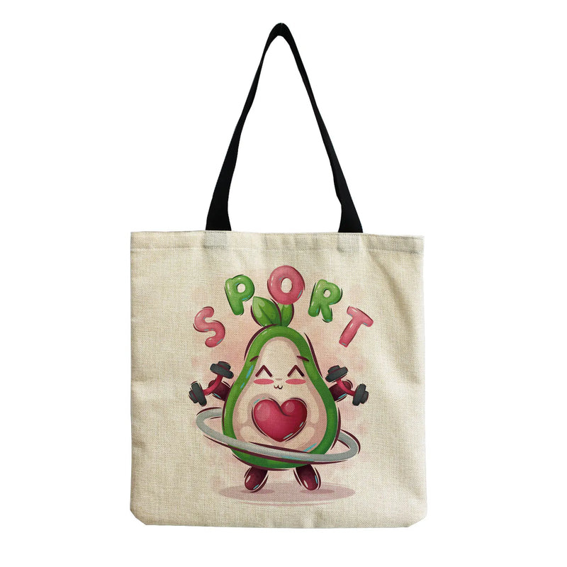 Avocado Fruit Cartoon Shopping Bag Eco Friendly Shoulder Bag