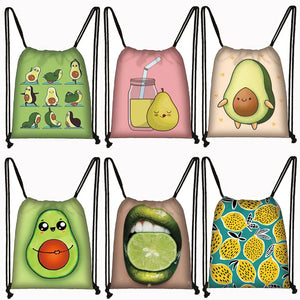 Avocado Lemon Backpack Women Softback Rucksack Ladies Drawstring Bag