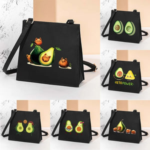 Avocado Pattern Square Bag Shoulder Messenger Tote Bag All-match Square Bags