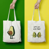 Avocado Print Canvas Shopping Tote Bag Reusable Eco Handbag