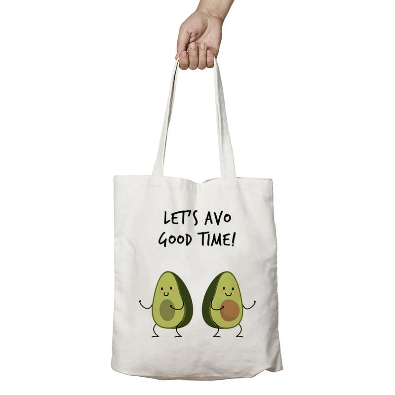 Avocado Print Canvas Shopping Tote Bag Reusable Eco Handbag