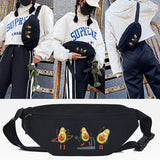 Avocado Smile Print Waist Bag Sport Bum Bag Running Jogging Crossbody Bag