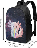 Axolotl Backpack Travel Laptop USB College Book Bag