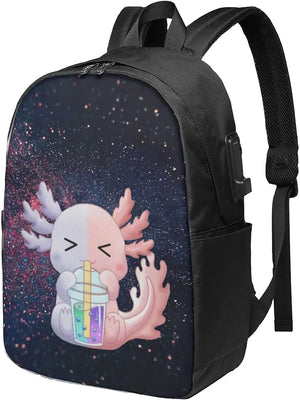 Axolotl Backpack Travel Laptop USB College Book Bag