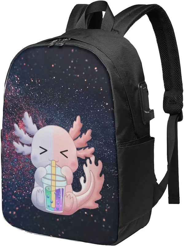 Axolotl Backpack Travel Laptop USB College Book Bag