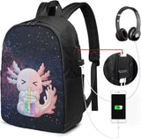 Axolotl Backpack Travel Laptop USB College Book Bag