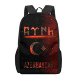 Azerbaijan Flag Kids School Bag Printing Backpack for Boys Girls