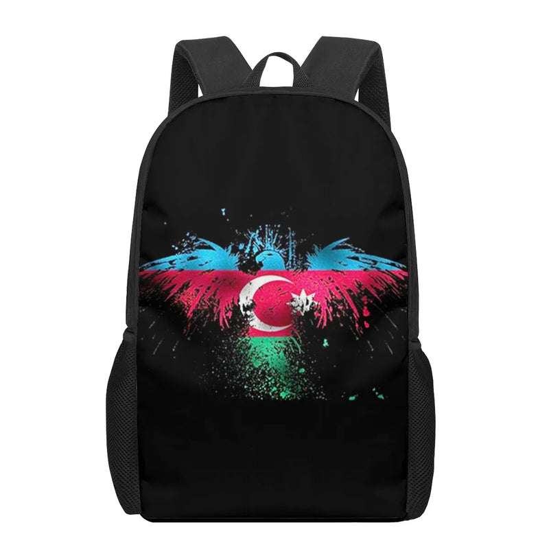 Azerbaijan Flag Kids School Bag Printing Backpack for Boys Girls