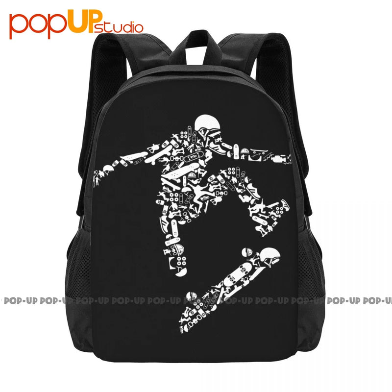 Skater Skateboard Backpack Large Capacity Print Beach Bag Shopping Bag School Sp