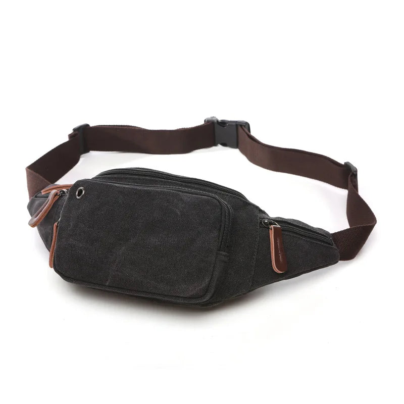 Canvas Waist Bag Men Fanny Pack Outdoor Money Belt Bag