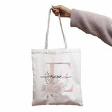 Pink Flower Letters Name DIY Shopping Bag Print Women Shopper Bag