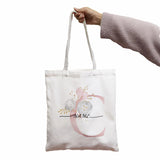 Pink Flower Letters Name DIY Shopping Bag Print Women Shopper Bag