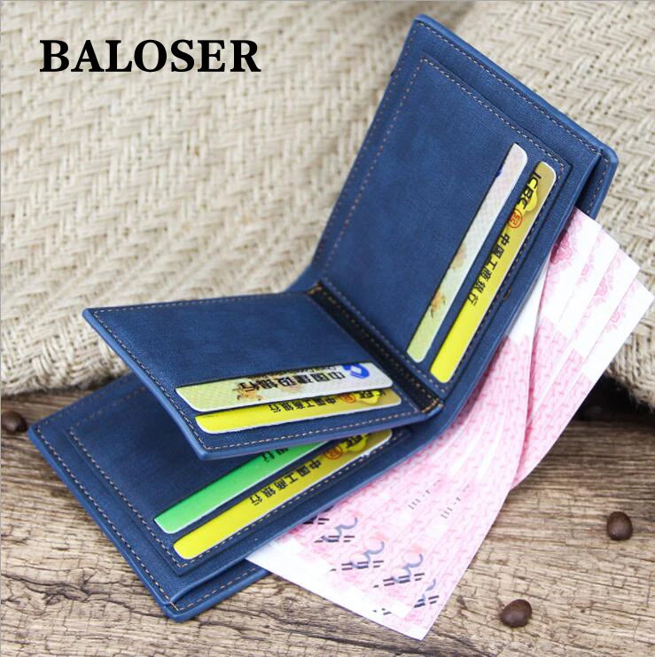 Men Matte Leather Trifold Wallet Vintage PU Leather Wallet