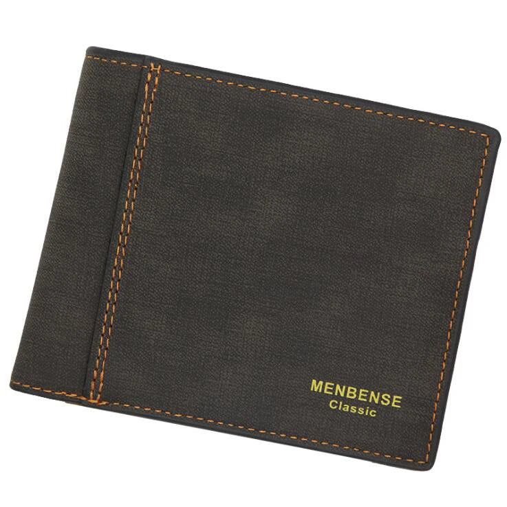 Men Matte Leather Trifold Wallet Vintage PU Leather Wallet