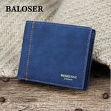Men Matte Leather Trifold Wallet Vintage PU Leather Wallet