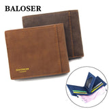 Men Matte Leather Trifold Wallet Vintage PU Leather Wallet