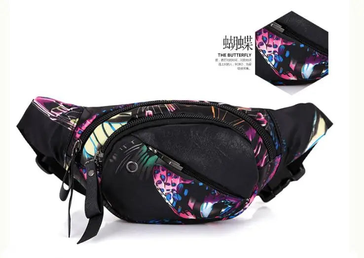 Canvas Flower Waist Pack Chest Fanny Bags Women Messe