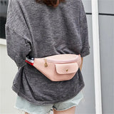 Women Casual PU Leather Waist Packs Chest Pack Shoulder Messenger Bags