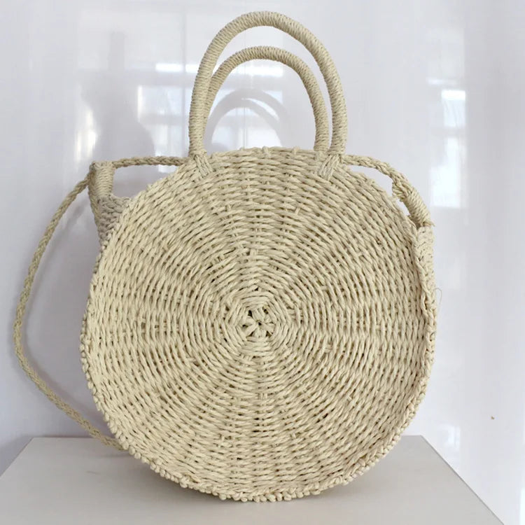 Women Round Straw Bag Rattan Messenger Bags Bamboo Bag