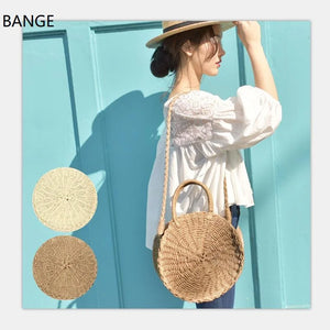 Women Round Straw Bag Rattan Messenger Bags Bamboo Bag