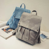 Solid Distressed Backpack High Capacity Casual Vintage Travel Bag