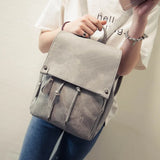 Solid Distressed Backpack High Capacity Casual Vintage Travel Bag