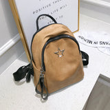 Retro Solid Double Shoulder Pack Travel Small Backpack PU Bagpack