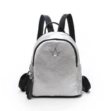 Retro Solid Double Shoulder Pack Travel Small Backpack PU Bagpack