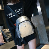 Retro Solid Double Shoulder Pack Travel Small Backpack PU Bagpack