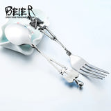 Handcrafted Stainless Steel Fork & Spoon Set