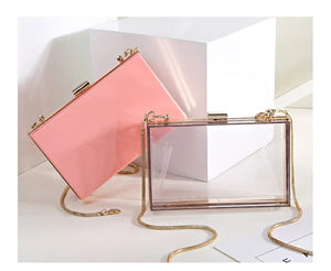 Acrylic Transparent Clutch Bag Chain Women Evening Handbag Shoulder Bag