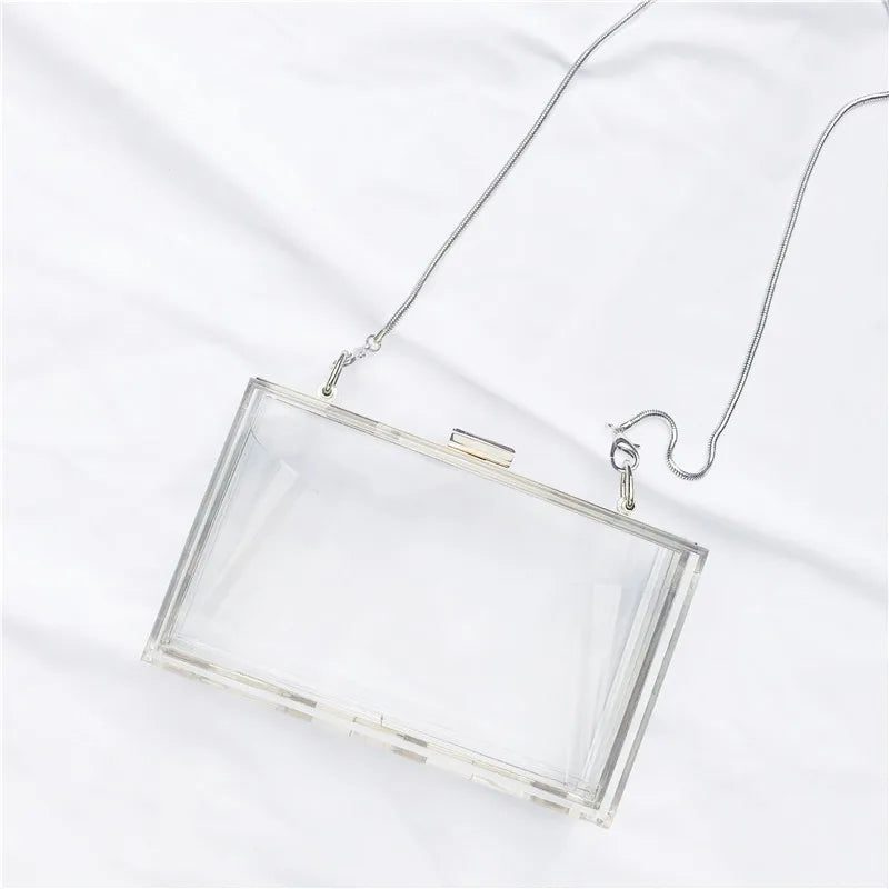 Square Clear Acrylic Dinner Bag for Women Cross Bag