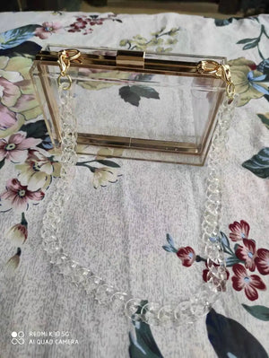 Square Acrylic Crossbody Bag for Women in Gold