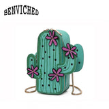 Cactus Shoulder Bag Metal Chain Messenger Bag Female