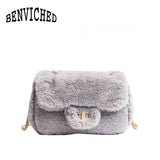 Wild Plush Small Square Shoulder Bag Chain Messenger Bag