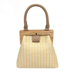 Straw Bag Wooden Clip Women Shoulder Beach Bag Handbags Women Bags