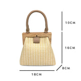 Straw Bag Wooden Clip Women Shoulder Beach Bag Handbags Women Bags