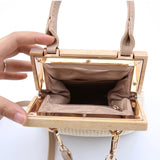 Straw Bag Wooden Clip Women Shoulder Beach Bag Handbags Women Bags