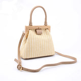 Straw Bag Wooden Clip Women Shoulder Beach Bag Handbags Women Bags