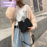 Women Winter Tassels Plush Bag Chain Shoulder Satchel