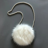 Women's Rabbit Hair Winter Bag with Pearl Shoulder Strap