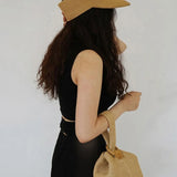 Ladies' Khaki Straw Weaving Handbag Single Shoulder Bag