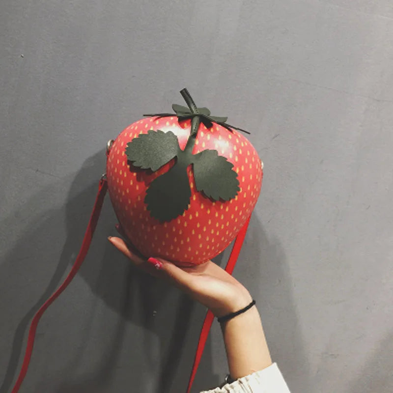 Women's Spring Mini Coin Purse Red Strawberry Shoulder Bag