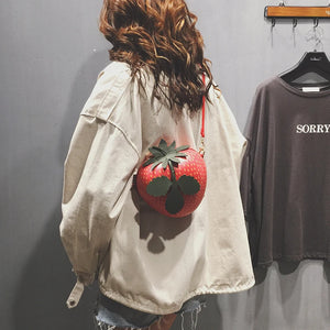 Women's Spring Mini Coin Purse Red Strawberry Shoulder Bag