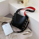 BENVICHED Messenger bag Women Bucket Shoulder Bag large capacity vintage Matte P