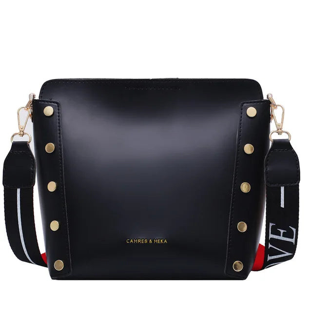 BENVICHED Messenger bag Women Bucket Shoulder Bag large capacity vintage Matte P